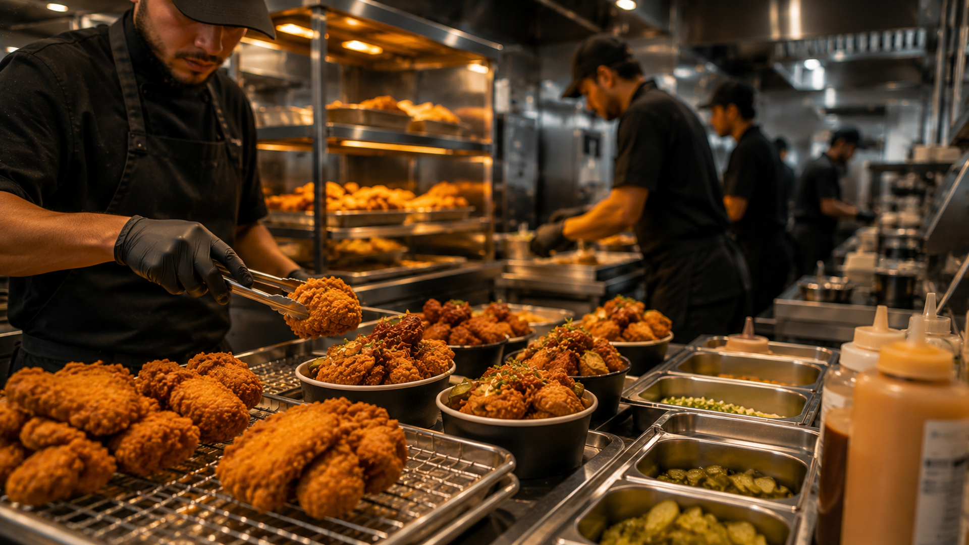 Crispy chicken prepared for delivery